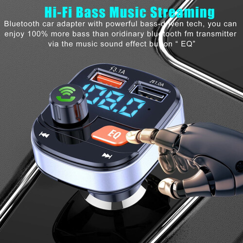 Wireless FM Transmitter with Dual USB Charging and 2