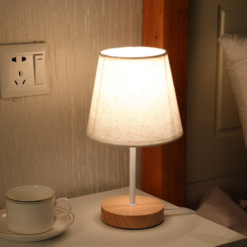 Wooden LED Table Lamp with Dimmer Remote and Timer 1