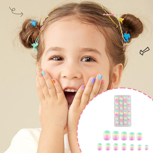 Sparkling false nails for kids, 24 pcs 1