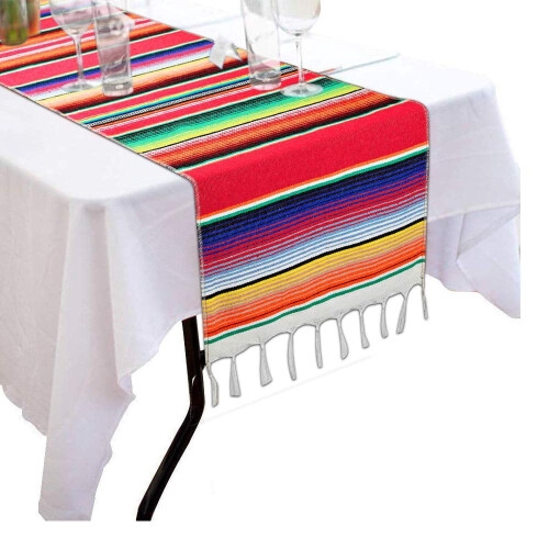 Mexican table runner cotton serape 2 pcs 14 x 84 in 1