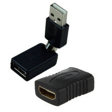 USB 2.0 Female to Female Adapter with 360 Rotation