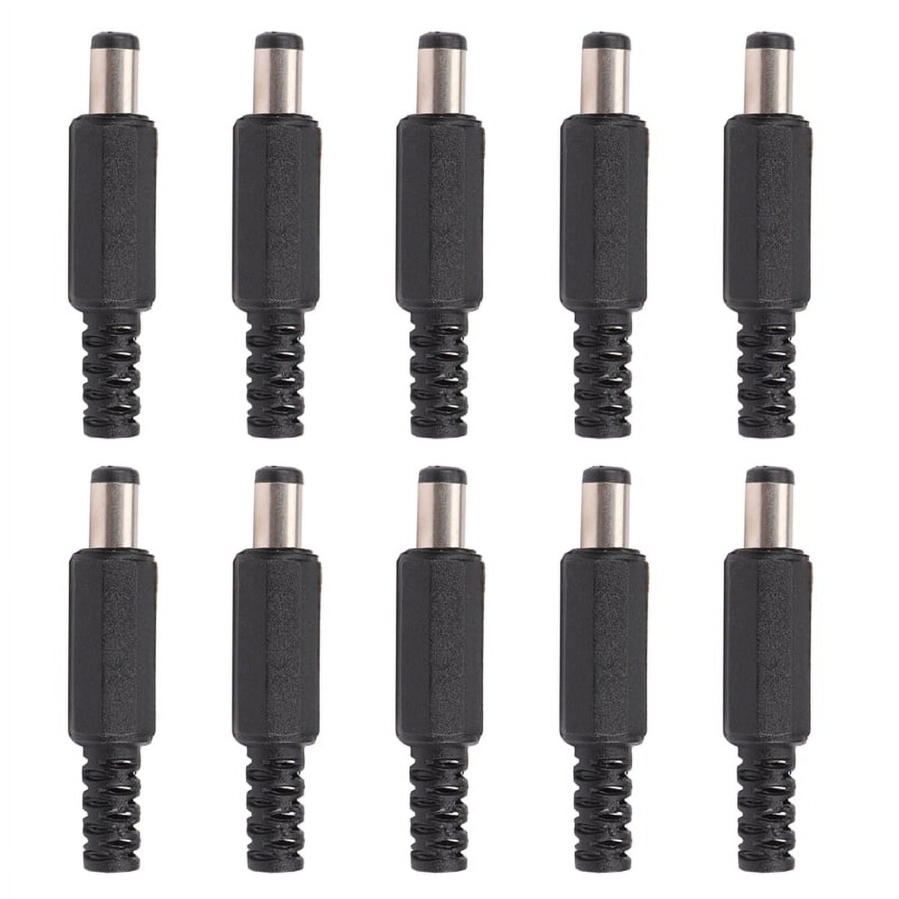 Dc Plug Jack 5.5X2.1mm Male Straight 10Pcs Black 9370362190079