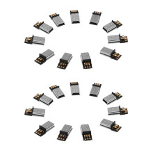 Mini USB 5-pin male plug silver tone dark gray 20 pcs