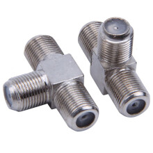 F-Type Female to Female 3-Way RF Adapter 2 pcs