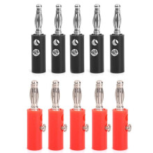 Insulated Banana Plugs 4mm Red and Black 10 pcs