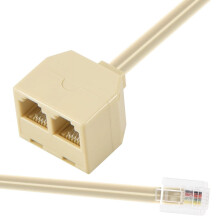 RJ11 6P4C phone splitter cable beige M/F 2-port