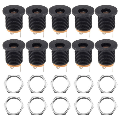 DC Power Jack Socket 2.1mm x 5.5mm Female 3-Terminal 10 Pcs