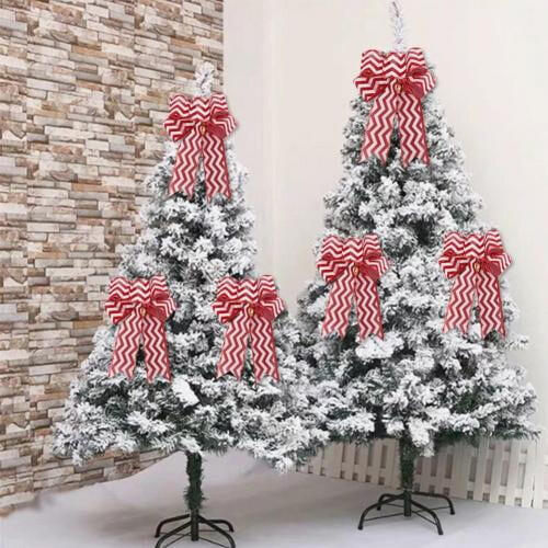 Christmas Tree Topper Bows Flocked Cloth 6PCS 2