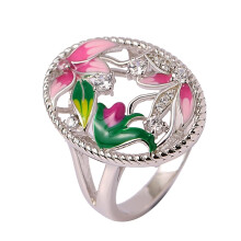 Women's enamel flower rhinestone jewelry set 3-piece