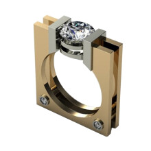 Punk geometric gold-plated cubic zirconia ring