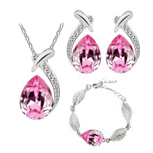Women's rhinestone water drop jewelry set
