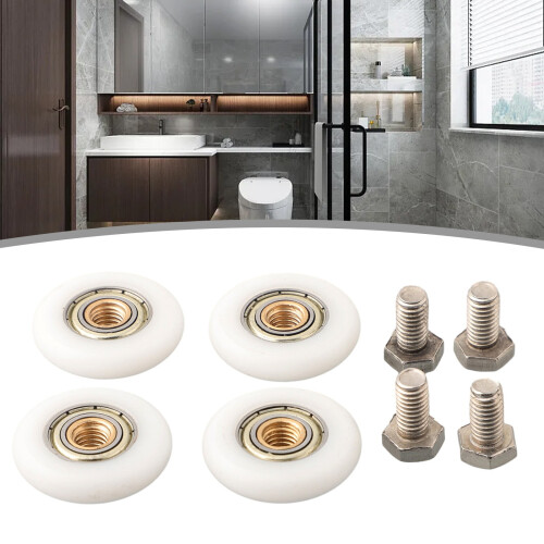 Shower Room Pulley Nylon Copper Roller 27mm 4pcs 1