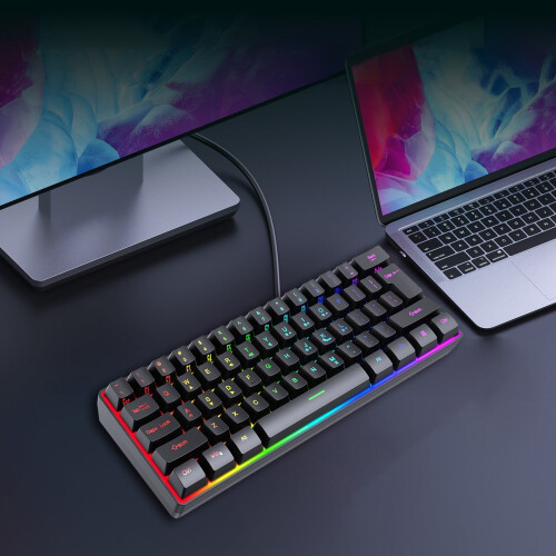 Gaming Keyboard Ergonomic Compact USB Black 1