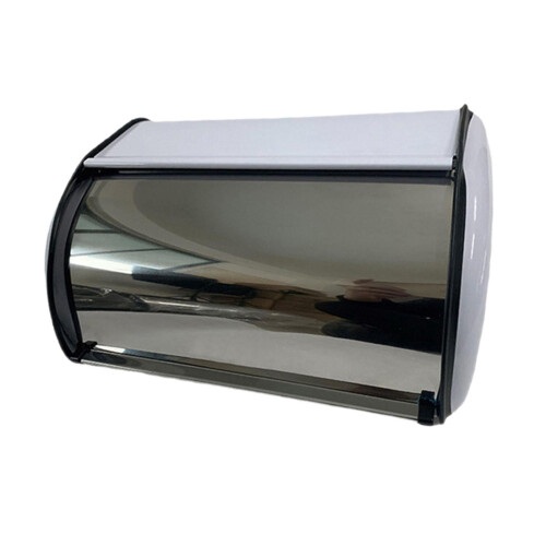 LOVIVER Metal Bread Bin with Roll Lid White 1