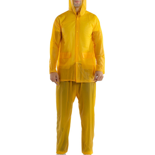 PVC transparent raincoat set for adults yellow 1