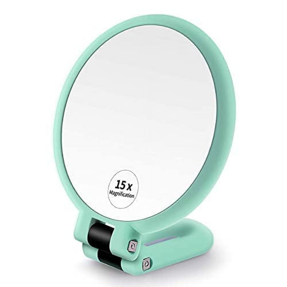 Handheld Magnifying Mirror 15X Double-Sided Folding Army
