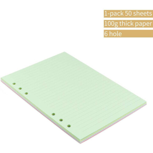 A5 ruled binder refills 6-hole 5-color 50 sheets 2