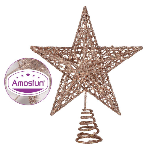 Christmas Tree Star Topper Rose Gold 20cm Iron 2