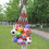 Basketball net bag white red lattice mesh portable 4