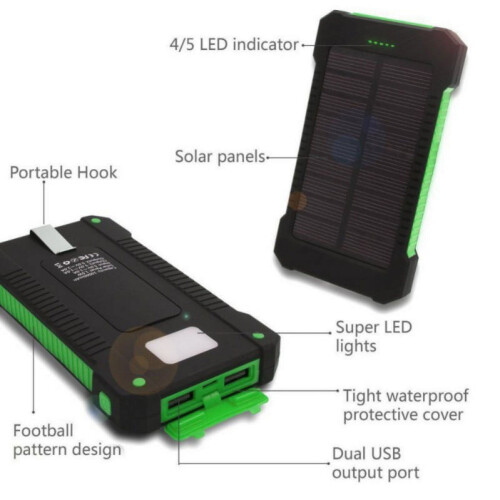 50000mAh solar power bank waterproof dual-USB 1