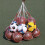 Basketball net bag white red lattice mesh portable 5