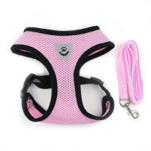 (Pink 2) Breathable Cat Harness Leash Set Adjustable Puppy Cats Harness Vest French Bulldog Chihuahua Pug Outdoor
