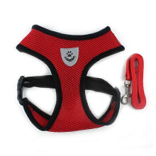 (Red) Breathable Cat Harness Leash Set Adjustable Puppy Cats Harness Vest French Bulldog Chihuahua Pug Outdoor