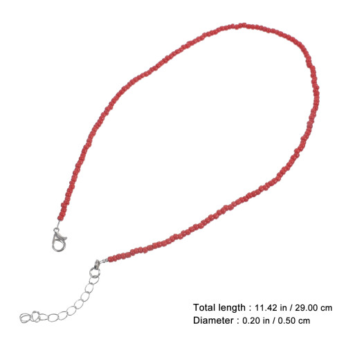 Red rice bead necklace single layer 1 pc 2