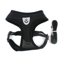 (Black 2) Breathable Cat Harness Leash Set Adjustable Puppy Cats Harness Vest French Bulldog Chihuahua Pug Outdoor