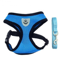 (Blue 2) Breathable Cat Harness Leash Set Adjustable Puppy Cats Harness Vest French Bulldog Chihuahua Pug Outdoor