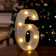 LED Digital Number Light 6 Warm White Battery Powered