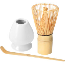 Matcha Whisk Set White Ceramic Holder Scoop 3PC