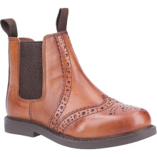 (, ) Cotswold Nympsfield Leather Boy's Tan Flat Chelsea Boots