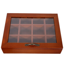 Wooden tea bag holder with clear lid 12 compartments
