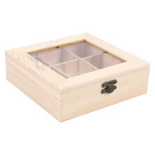 Wooden tea bag organizer chest with 9 compartments