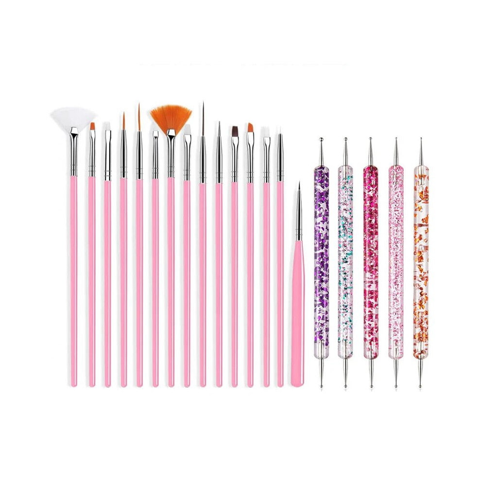 Nail Art Brush Set Flat Fan Liner Dotting Pen 5 or 20 Pieces