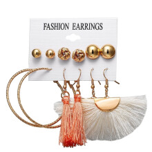 6 st Bohemia Kvinnor Tofs Krok Örhängen Örhängen Set Smycken Accessoarer