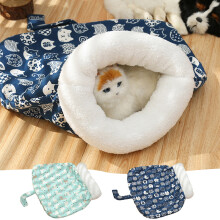 Gray Cat Sleeping Bag with Removable Nest Mat