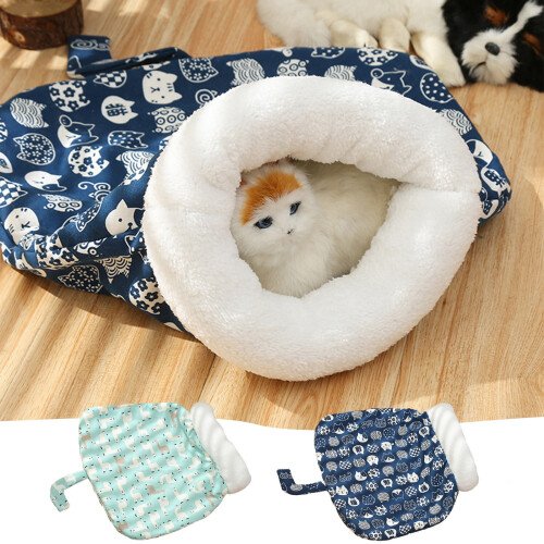Gray Cat Sleeping Bag with Removable Nest Mat