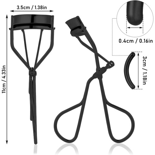 Eyelash Curler with 10 Silicone Refill Pads Black 1