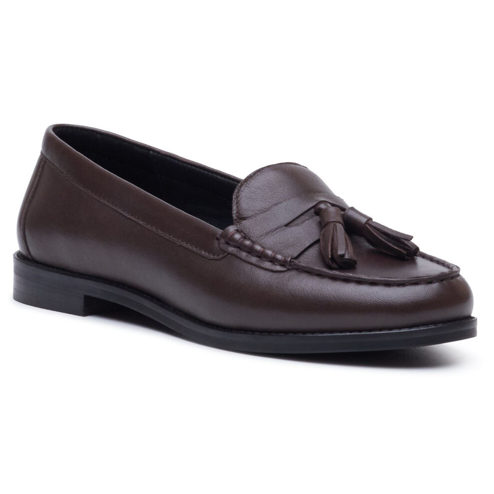 Hush Puppies (, ) Connie Leather Women's Chocolate Loafers