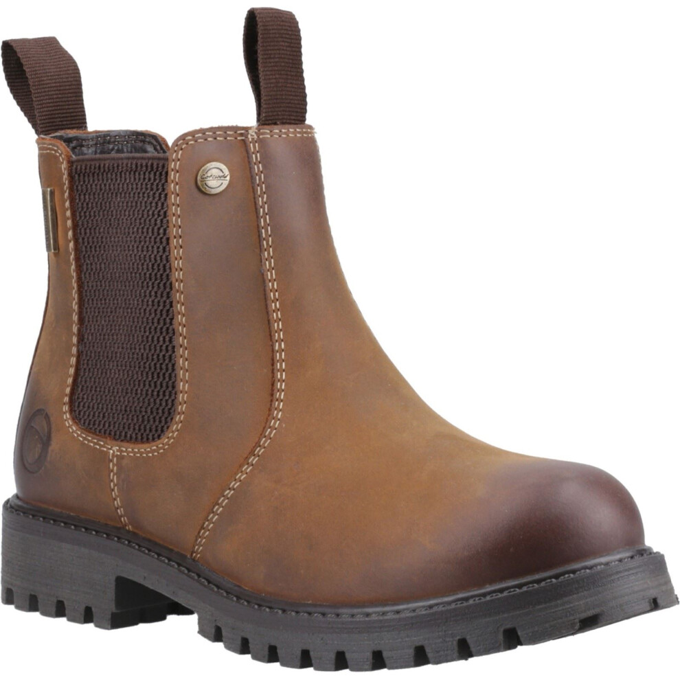 Cotswold (, ) Aston Leather Boy's Tan Flat Chelsea Boots