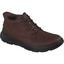 (, ) Skechers Arch Fit Garza Ridley Leather Men's Brown Ankle Boots