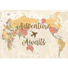 Retro World Map Backdrop Travel Theme 10x8 ft