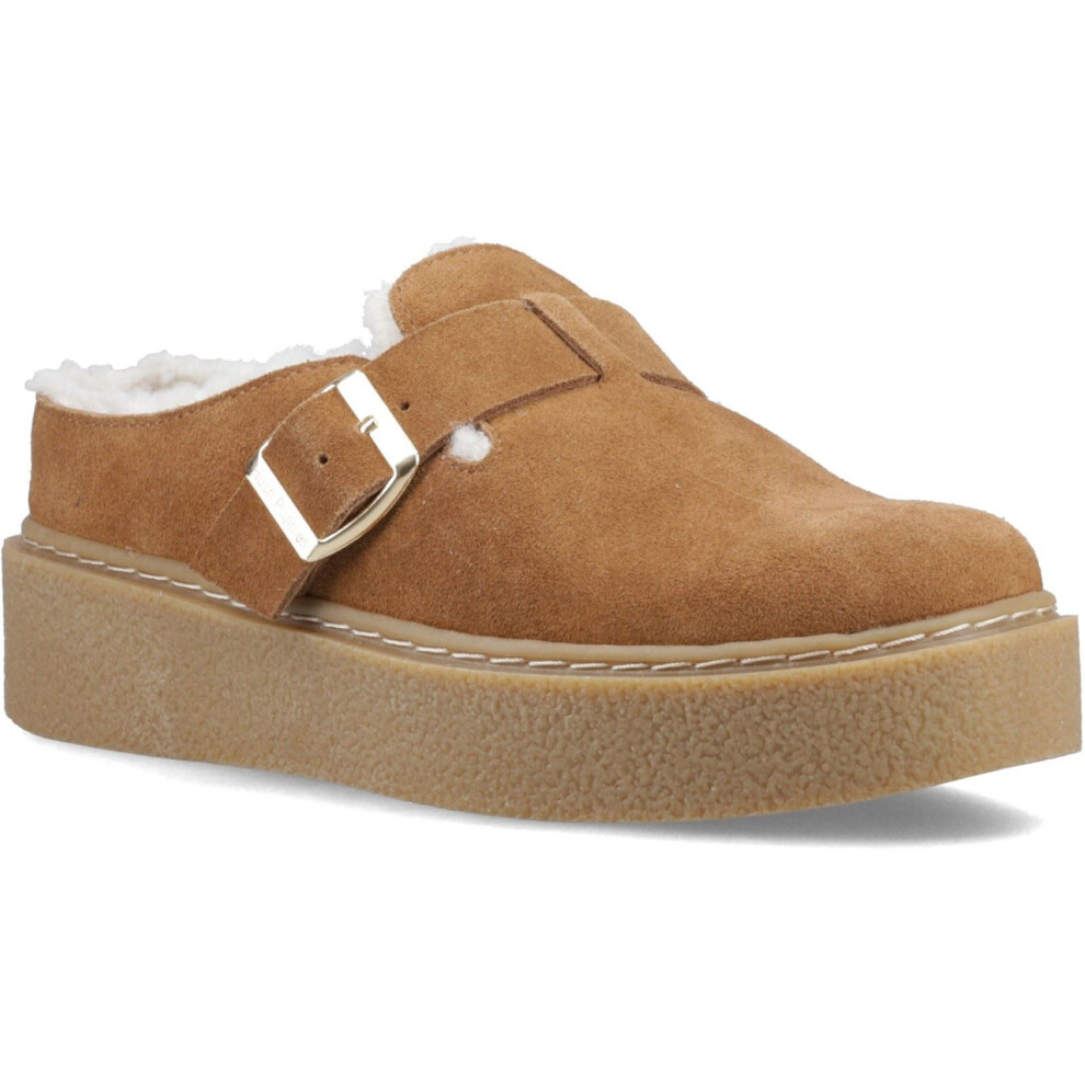 Hush Puppies (, ) Blanche Fur Leather Women's Tan Mules