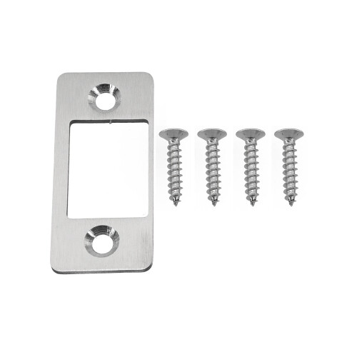 Deadbolt Strike Plate Large Hole Narrow Edge 1 Piece Silver 1