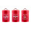 Metal Coffee and Tea Storage Tin 1200ml 3 Pack Red 2