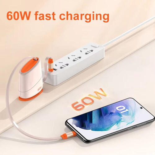 Retractable 2-in-1 micro USB charging cable 1