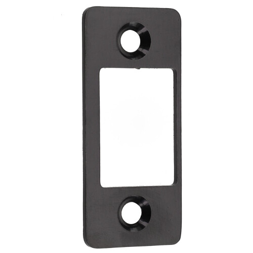 Deadbolt Strike Plate Black Large Hole Narrow Edge 1 Piece 1