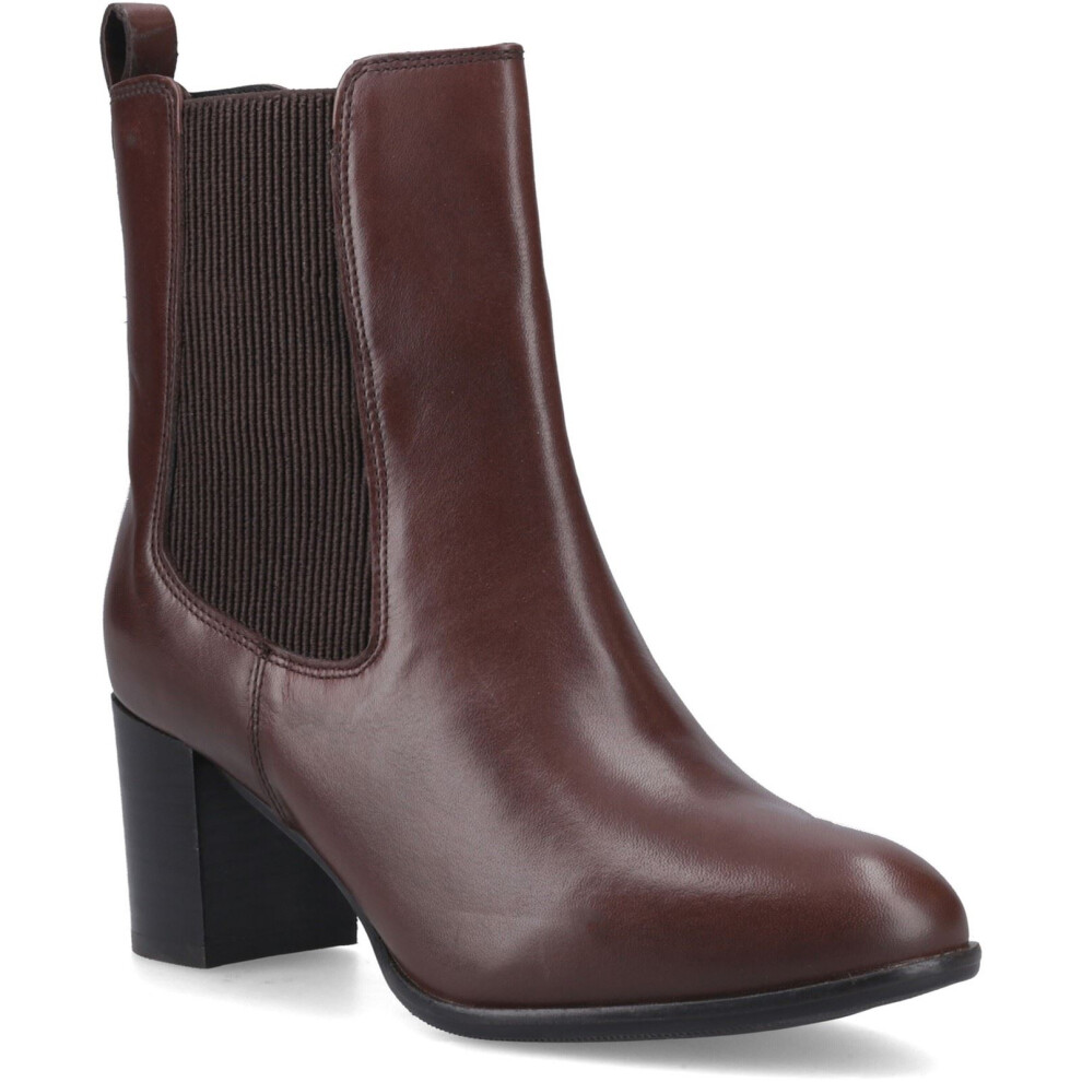 Hush Puppies (, ) Camellia Heeled Leather Women's Brown Heeled Ankle Boots